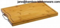 Simply Bamboo Carving, Chopping, & Serving Board with Metal Handles and groove