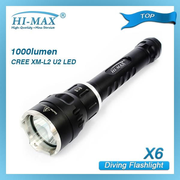 Hi-max professional 1000 lumen diving flashlight x6