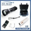 Hi-max wide angle scuba diving video light x8 2