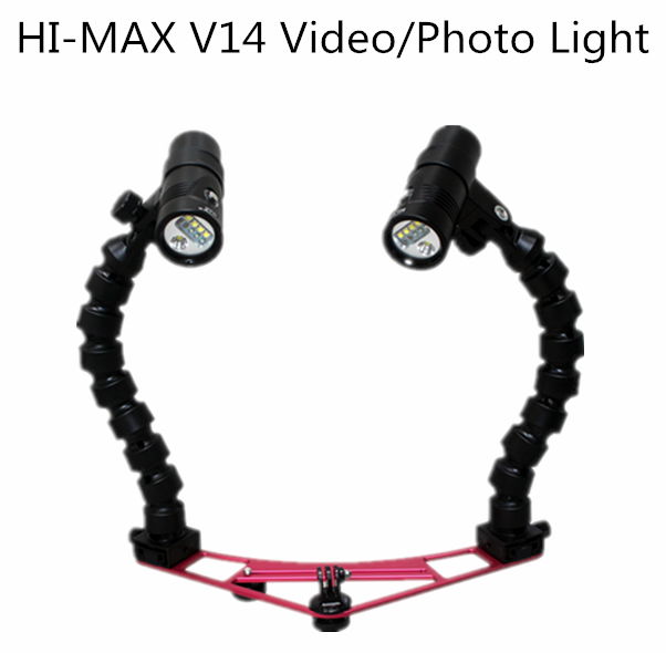 Hi-max V14 ip68 wide angle video torch with red light