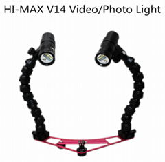 Hi-max V14 ip68 wide angle video torch with red light