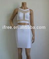 Wholesale white lace lady dress sexy celebrity 2 piece bandage dress 2