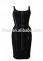 New arrival black zipper 2 piece dress sexy rayon bandage dress