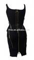 New arrival black zipper 2 piece dress sexy rayon bandage dress 3