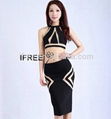 two pcs mesh sexy unique design Bandage Party Evening Dress 3