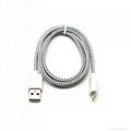 2M Length Woven Connector to USB Power & Data Cable for Apple iPhone 5--White 