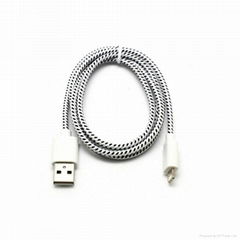 2M Length Woven Connector to USB Power & Data Cable for Apple iPhone 5--White