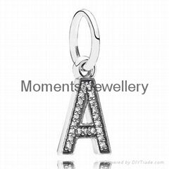 Initials Charm With Clear Crystals