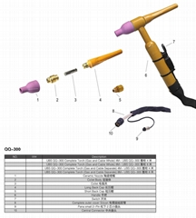 QQ300A TIG welding torch Air cooled