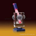 crystal glass office stationery with pen holder and name card holder