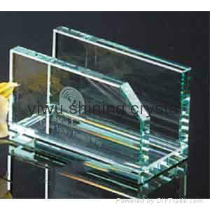 crystal glass office stationery with pen holder and name card holder 3