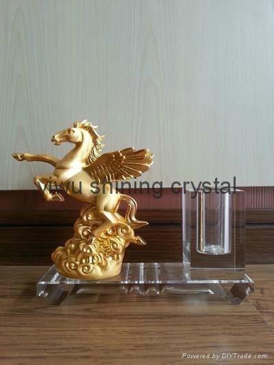 crystal glass office stationery with pen holder and name card holder 4