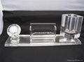 crystal glass office stationery with pen holder and name card holder 5