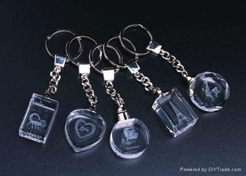 LED light crystal glass keychain keyring for promotional gifts 2