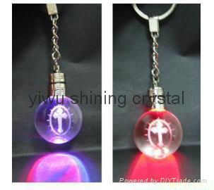 LED light crystal glass keychain keyring for promotional gifts 3