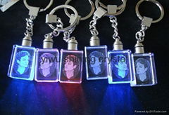 LED light crystal glass keychain keyring for promotional gifts