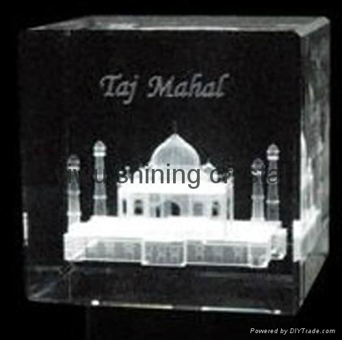 3D crystal glass building model car model for souvenirs 3