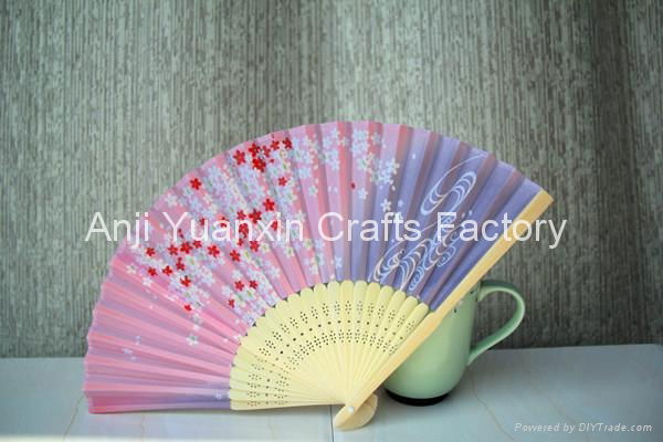 Colored Fabric Bamboo Sticks Fans For Promotion
