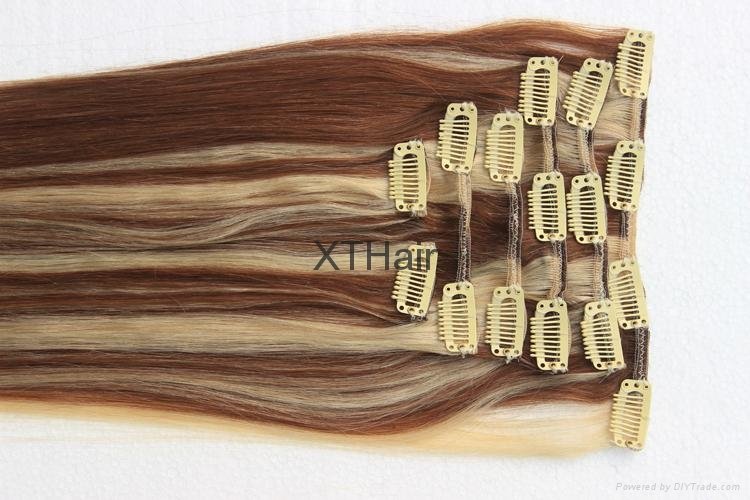 Factory Wholesale 100% Human Hair Clip In Hair Extension 3