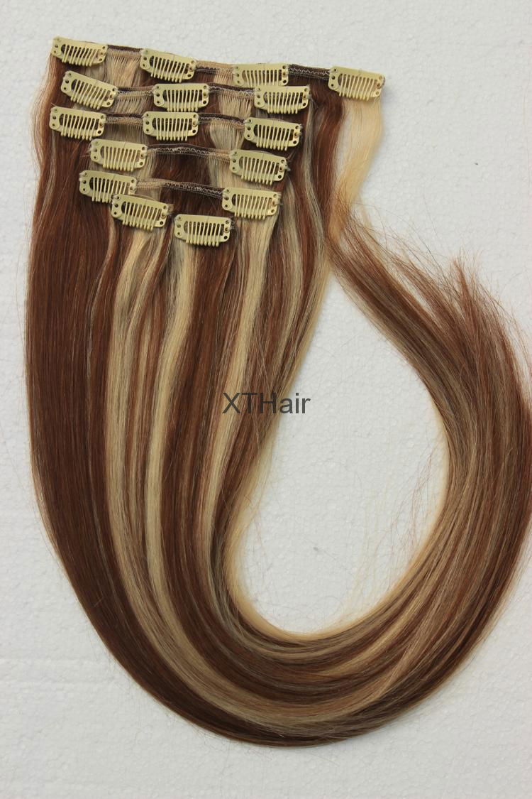 Factory Wholesale 100% Human Hair Clip In Hair Extension