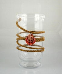 Glass Candle Holder with Jute Rope and