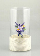 Glass Vase with Cotton Rope and beautiful printing