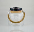 New glass candle holder with jute rope