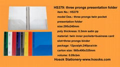 HS379  three prongs twin pocket presentation folder