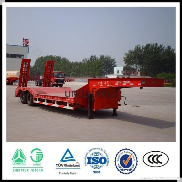 Low price high quanlity 3 axle low /flat /platform bed semi trailer  3