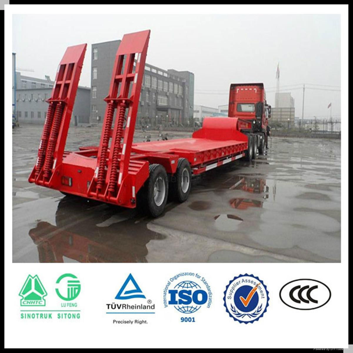 Low price high quanlity 3 axle low /flat /platform bed semi trailer  4