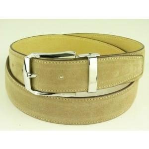 Suede Apricot Leather Belt with Pin Buckle