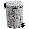 Colorful Printed Pedal Bin with Plastic Basket/Dust Bin 1