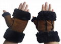 2015 fashion  leather finger-less gloves with well wool 1