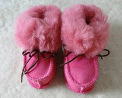 keep warm  double face leather baby shoes