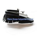 2015 Fashion style Baby Moccasin Black and white Hand Mand High Quality Leather  2