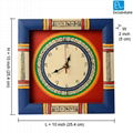 Warli Handpainted Clock 10*10 Inch Red 3