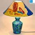 15 Inch Handpainted Ethnic Lady Terracotta Lamp Turqouise Blue 3