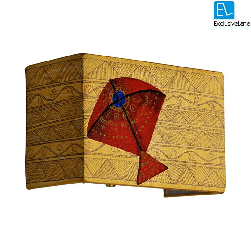 Canvas Handpainted Rectangular KITE Wall Lamp 2