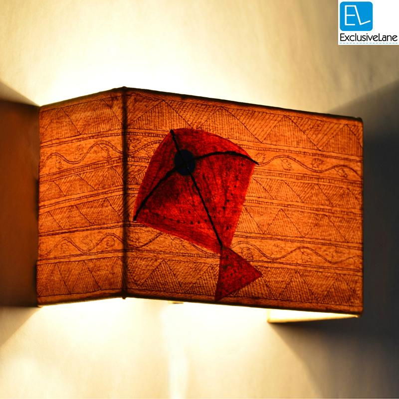 Canvas Handpainted Rectangular KITE Wall Lamp 4