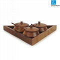 Triangular Jar Set With Tray And Spoon In Sheesham Wood 3