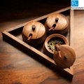 Triangular Jar Set With Tray And Spoon In Sheesham Wood 5