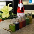 Vodka Shot Glasses With Multicoloured Antique Bamboo Holder Set Of 6 5