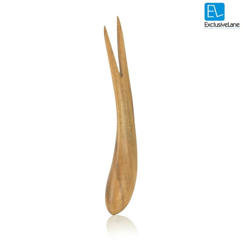 Curved Wooden Fork Set Of 6 In Natural Brown