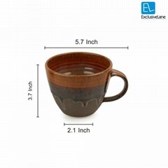 Handcrafted Studio Pottery Ceramic Mug Set In Coffee Brown
