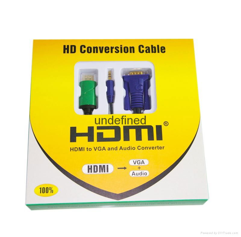 HDMI to vga+Audio 3.5mm cable VGA male and audio 3.5mm male cable           4