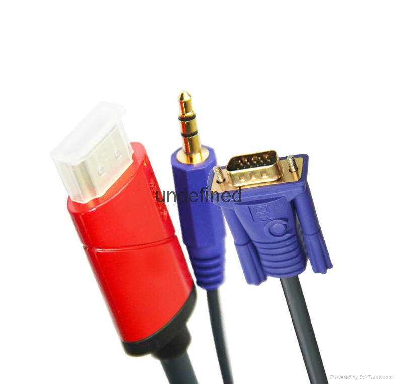 HDMI to vga+Audio 3.5mm cable VGA male and audio 3.5mm male cable           5
