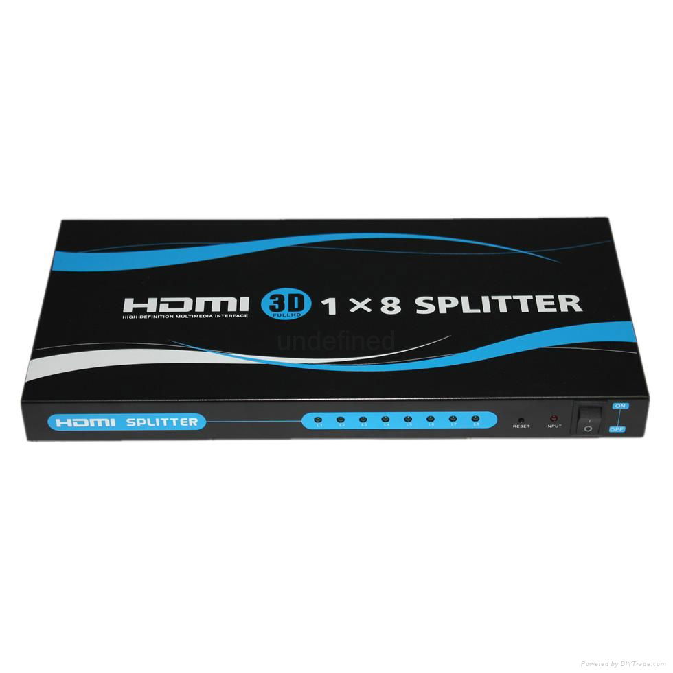 1x 8 HDMI Splitter 3D TV Supported 1 to 8 ports hdmi splitter 