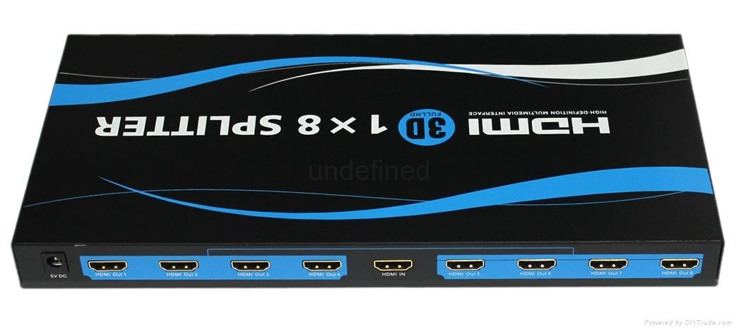1x 8 HDMI Splitter 3D TV Supported 1 to 8 ports hdmi splitter  3