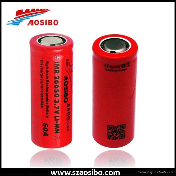 Aosibo IMR26650 4500mAh 60amp High Discharge Rate Battery Cell 3