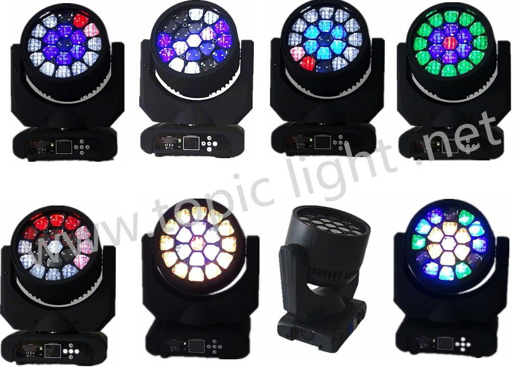 19pcs 12W RGBW 4 in1 Hawk eyes LED stage moving Head light .51 static effects 2